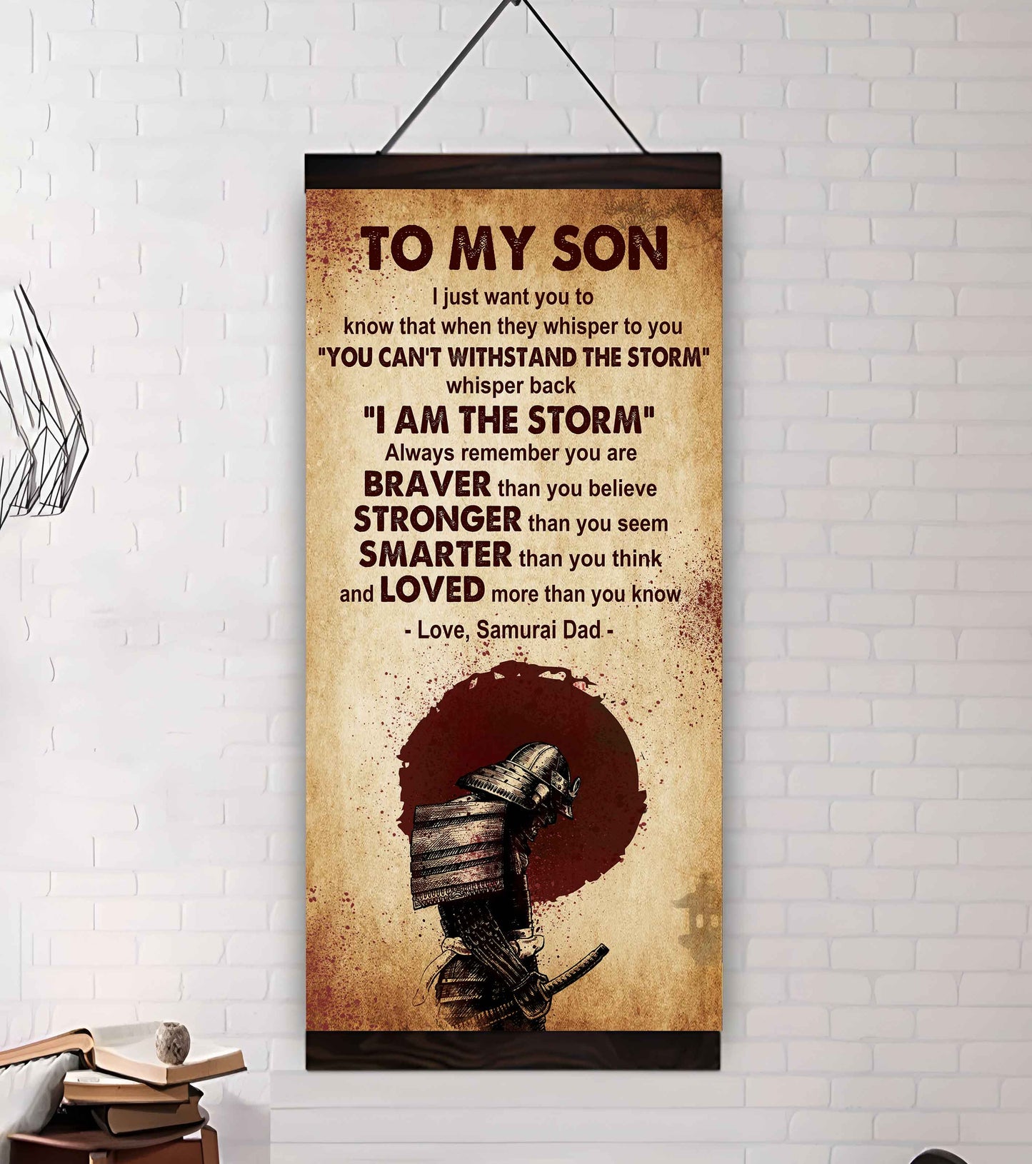 Warrior To My Son Whisper Back I'm The Storm Poster Canvas Motivation Canvas Gift For Your Son