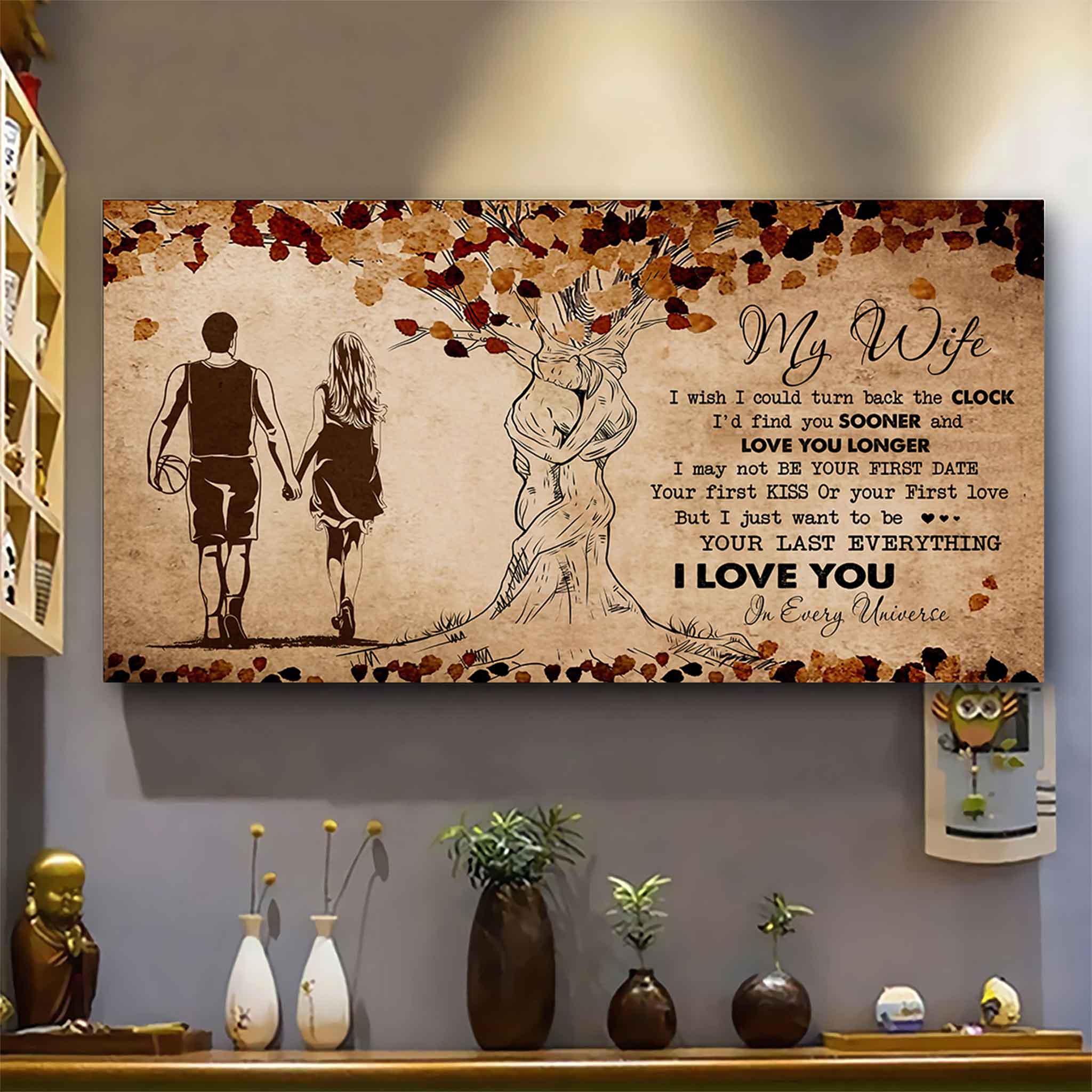 American Football Poster Canvas To My Wife I Wish I Could Turn Back The Clock - I Love You In Every Universe