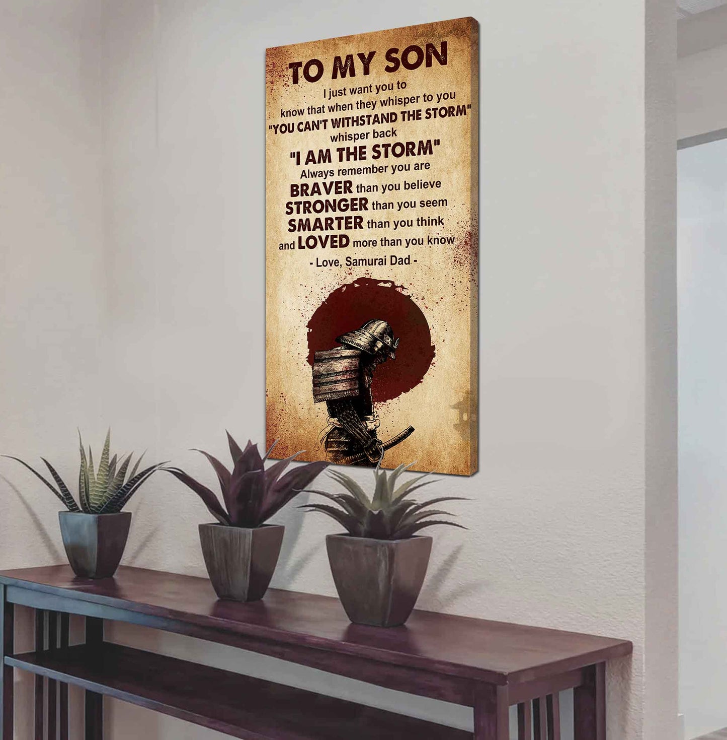 Warrior To My Son Whisper Back I'm The Storm Poster Canvas Motivation Canvas Gift For Your Son