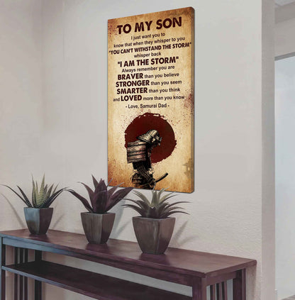 Warrior To My Son Whisper Back I'm The Storm Poster Canvas Motivation Canvas Gift For Your Son