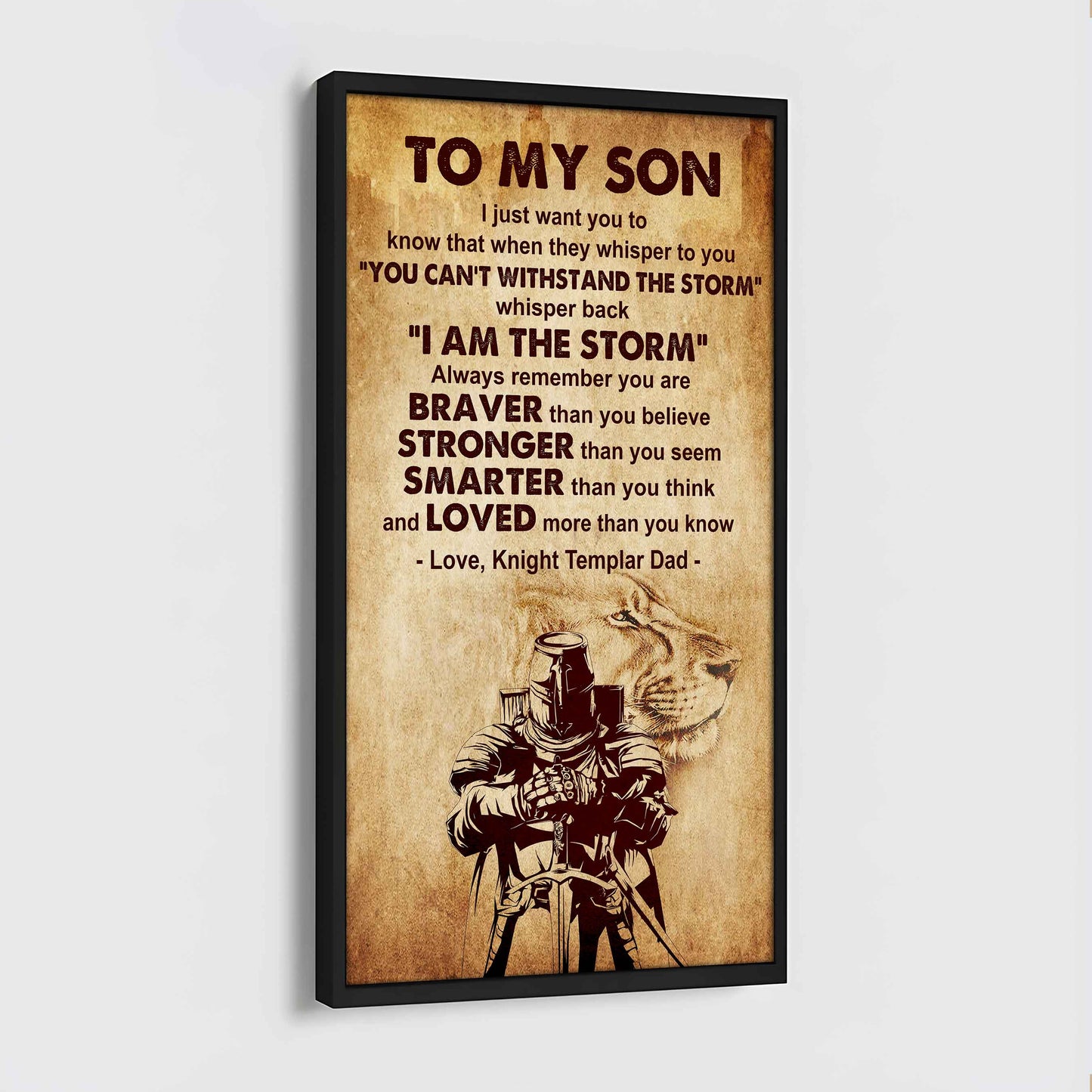 Warrior To My Son Whisper Back I'm The Storm Poster Canvas Motivation Canvas Gift For Your Son