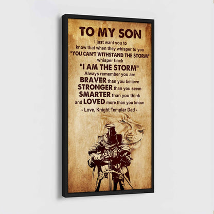 Warrior To My Son Whisper Back I'm The Storm Poster Canvas Motivation Canvas Gift For Your Son
