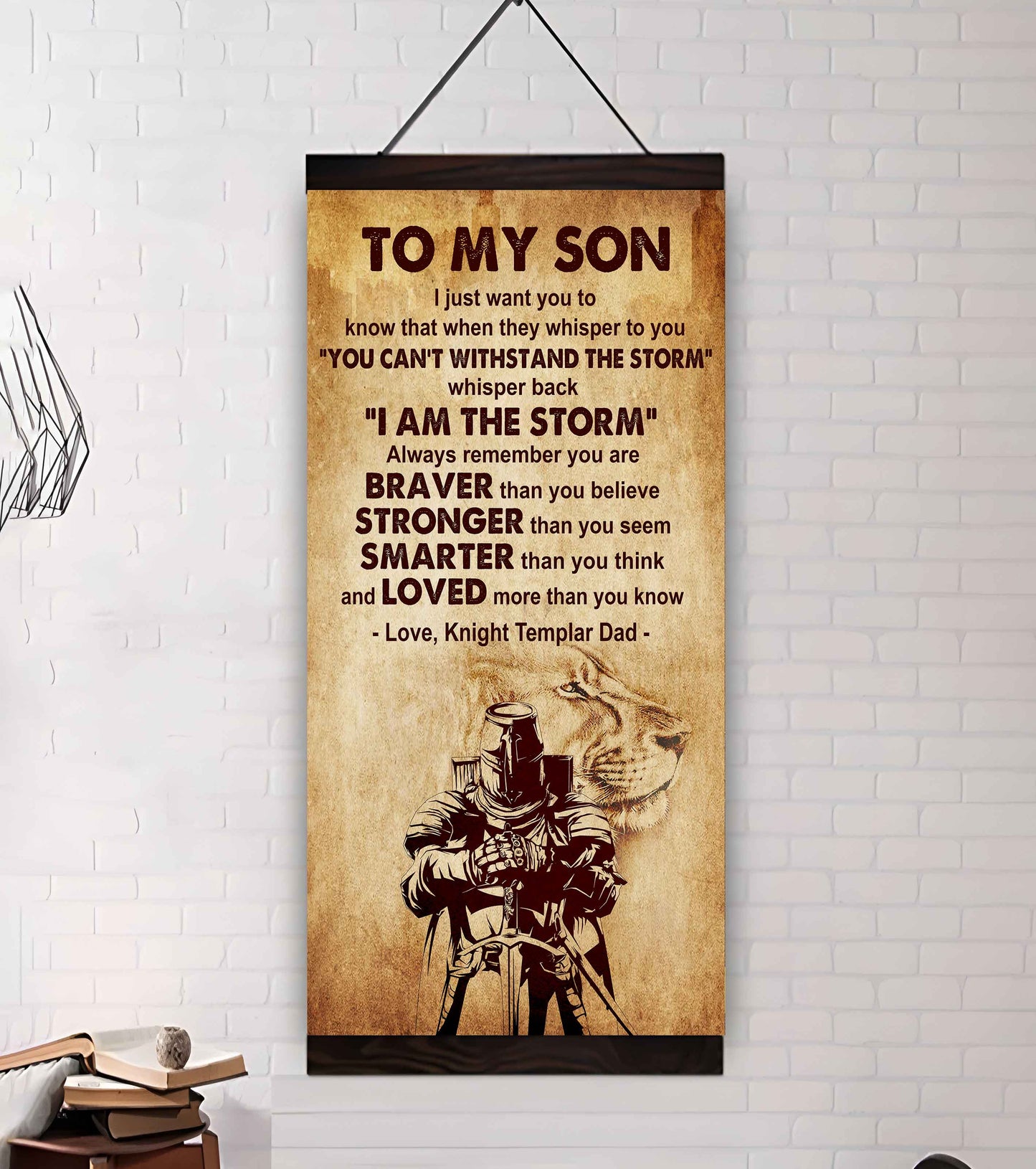 Warrior To My Son Whisper Back I'm The Storm Poster Canvas Motivation Canvas Gift For Your Son