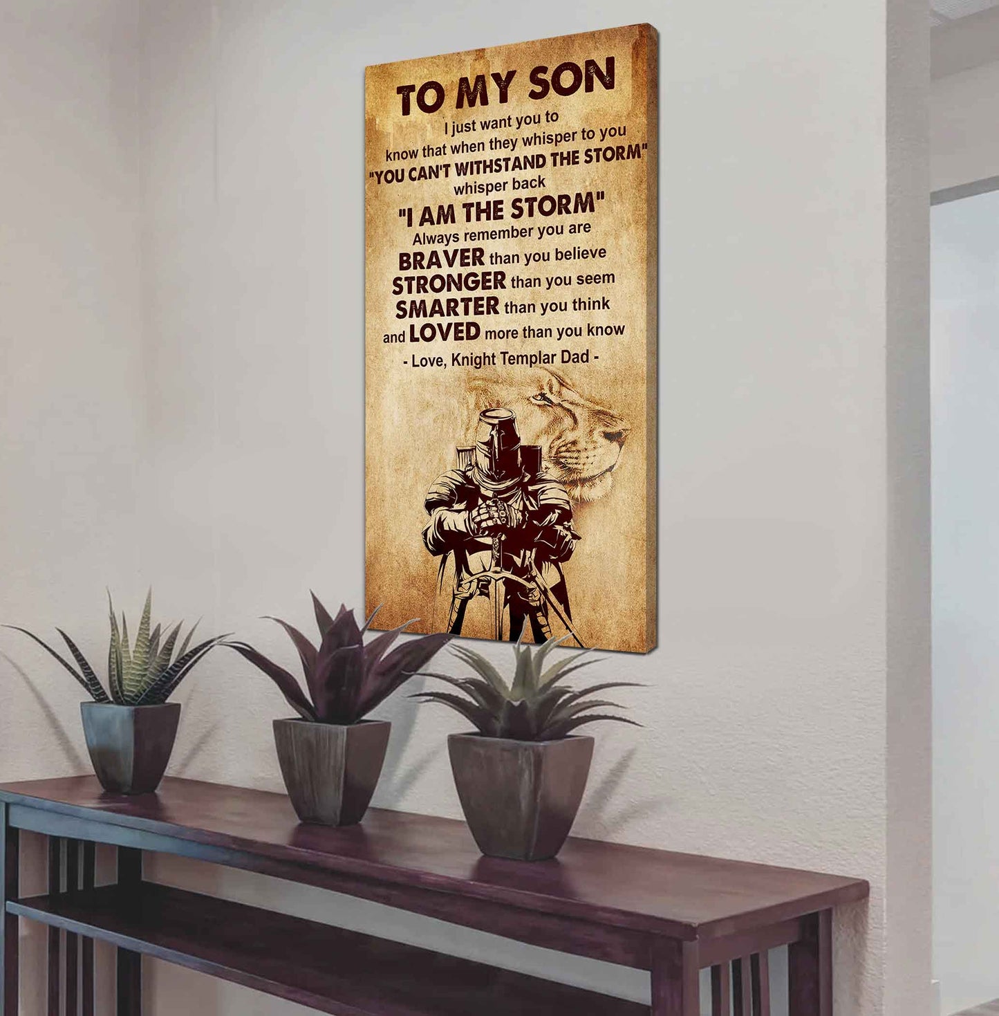 Warrior To My Son Whisper Back I'm The Storm Poster Canvas Motivation Canvas Gift For Your Son