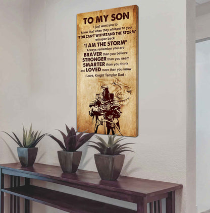 Warrior To My Son Whisper Back I'm The Storm Poster Canvas Motivation Canvas Gift For Your Son