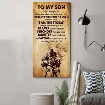 Warrior To My Son Whisper Back I'm The Storm Poster Canvas Motivation Canvas Gift For Your Son