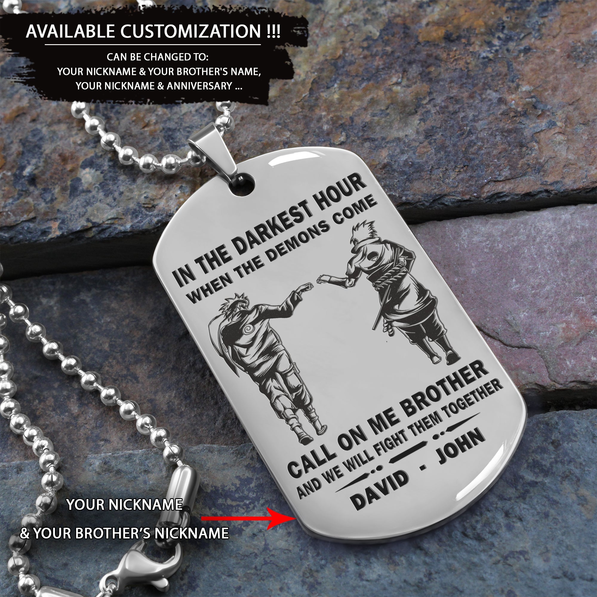 Personalized One Sided Dog Tag Call On Me Brother And We Will Fight Them Together