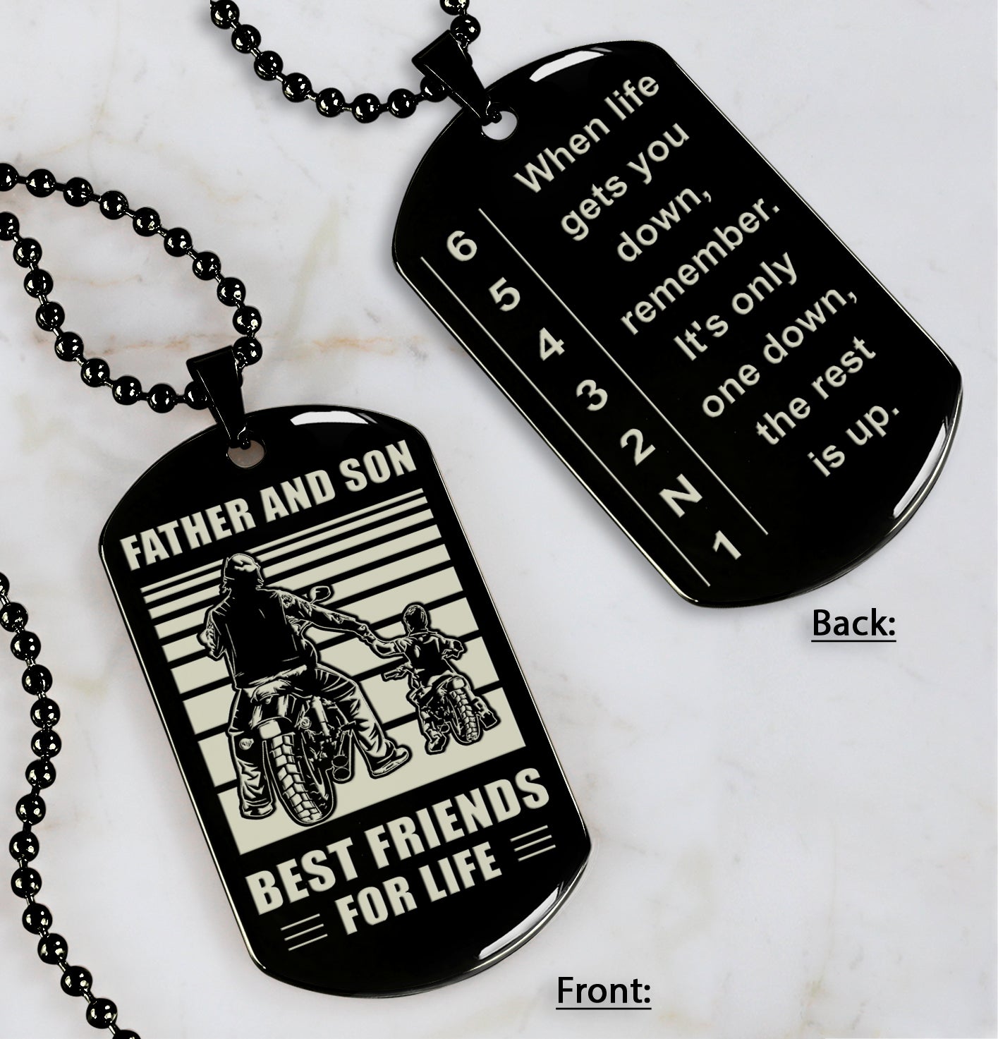 Biker white dog tag to Son It Is Not About Being Better Than Someone Else - Be Strong When You Are Weak