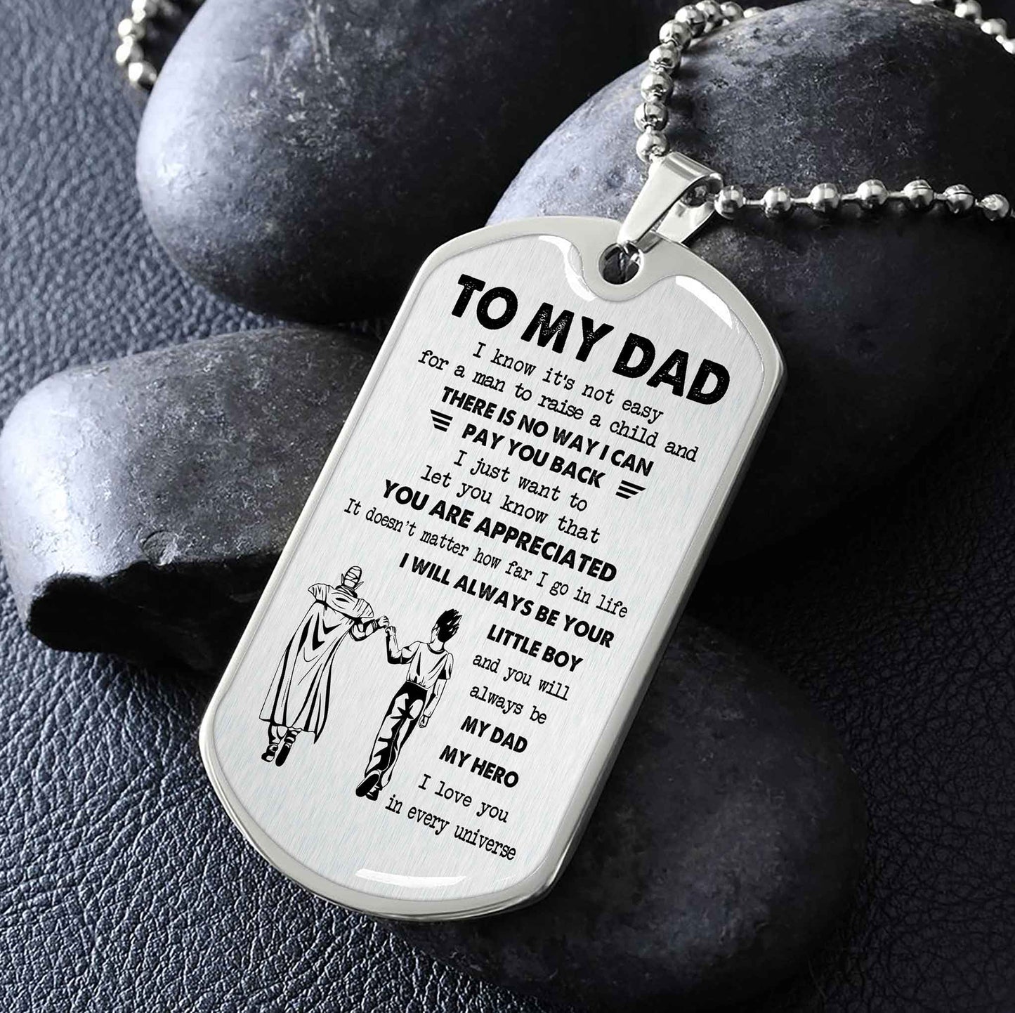 Dragon B VGT-Father and Son- Millitary Chain 18K Gold Plated To My Dad I Know It's Not Easy - I Will Always Be Your Little Boy Gift From Son To Dad Father's Day Gift