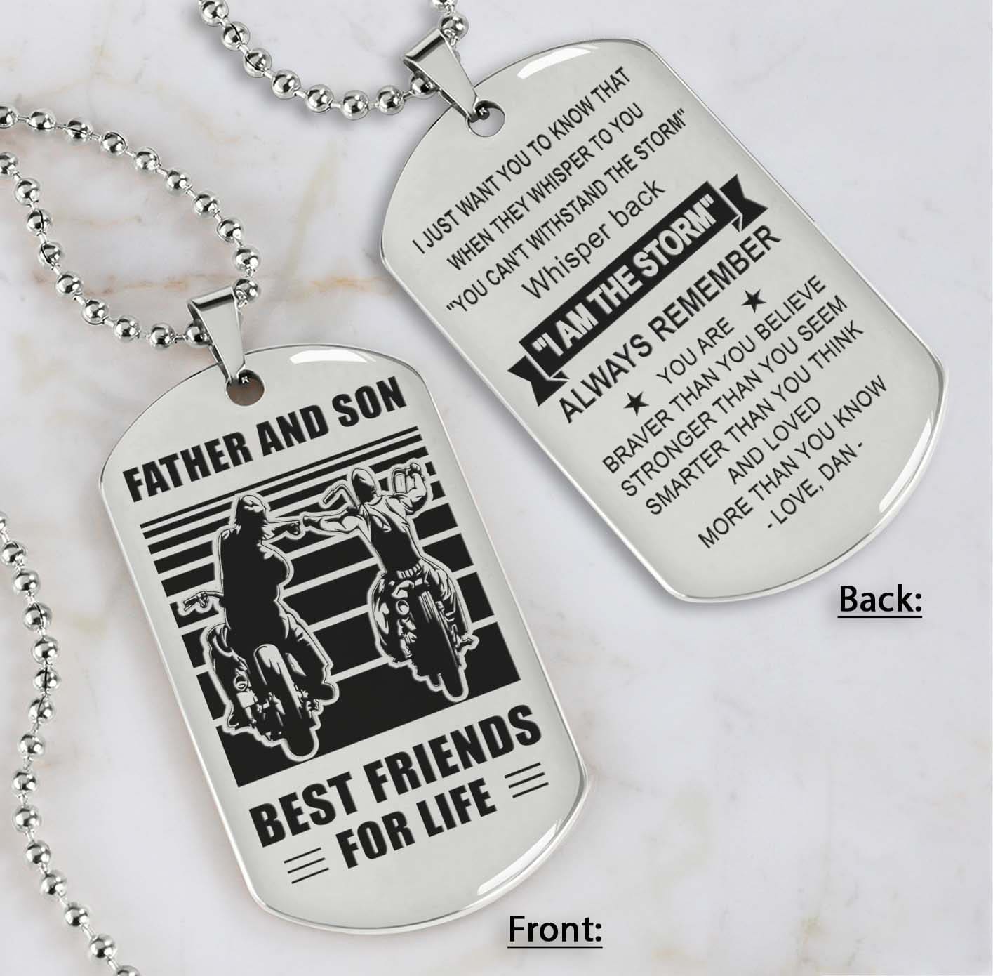 Silver Version Personalized Double Sided Dog Tag Father And Son Best Friends For Life - Message on the back side