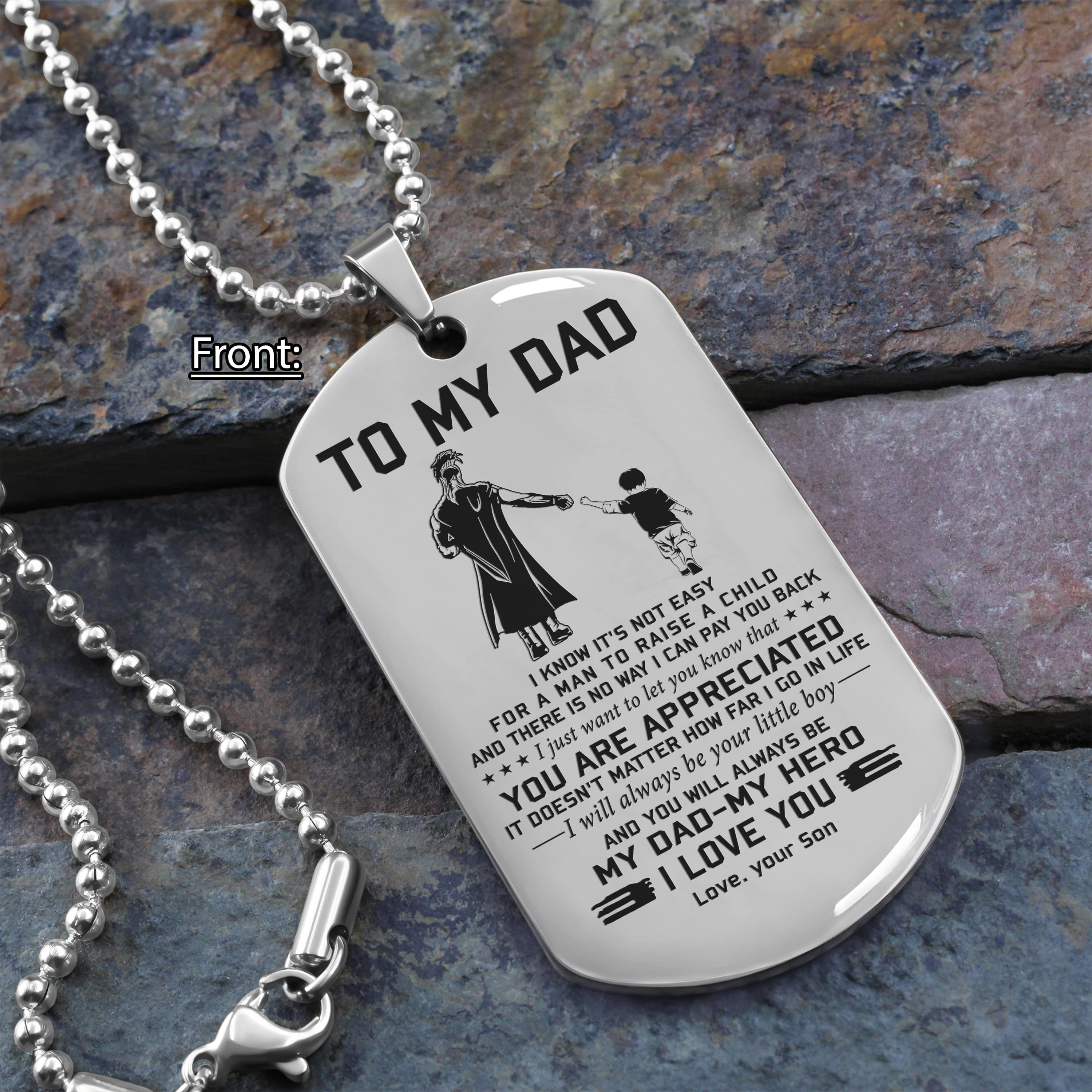 To My Dad One Side Engrave Dog Tag Gift For Your Dad Your Father