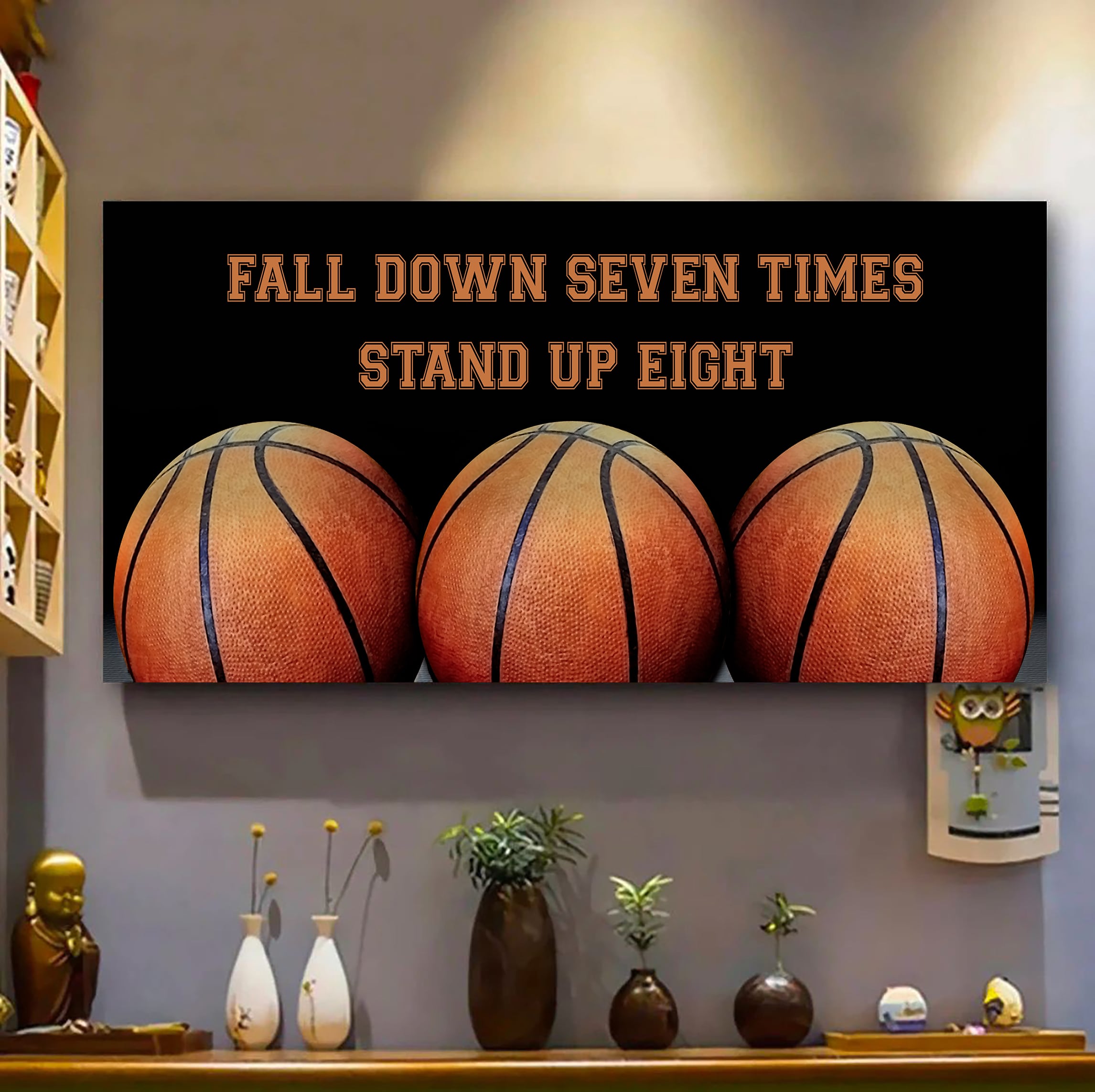 Golf poster canvas fall down seven times stand up eight