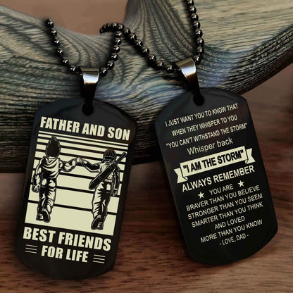 Viking Personalized Double Sided Dog Tag Silver To My Son I Love You - Whisper Back I'm The Storm