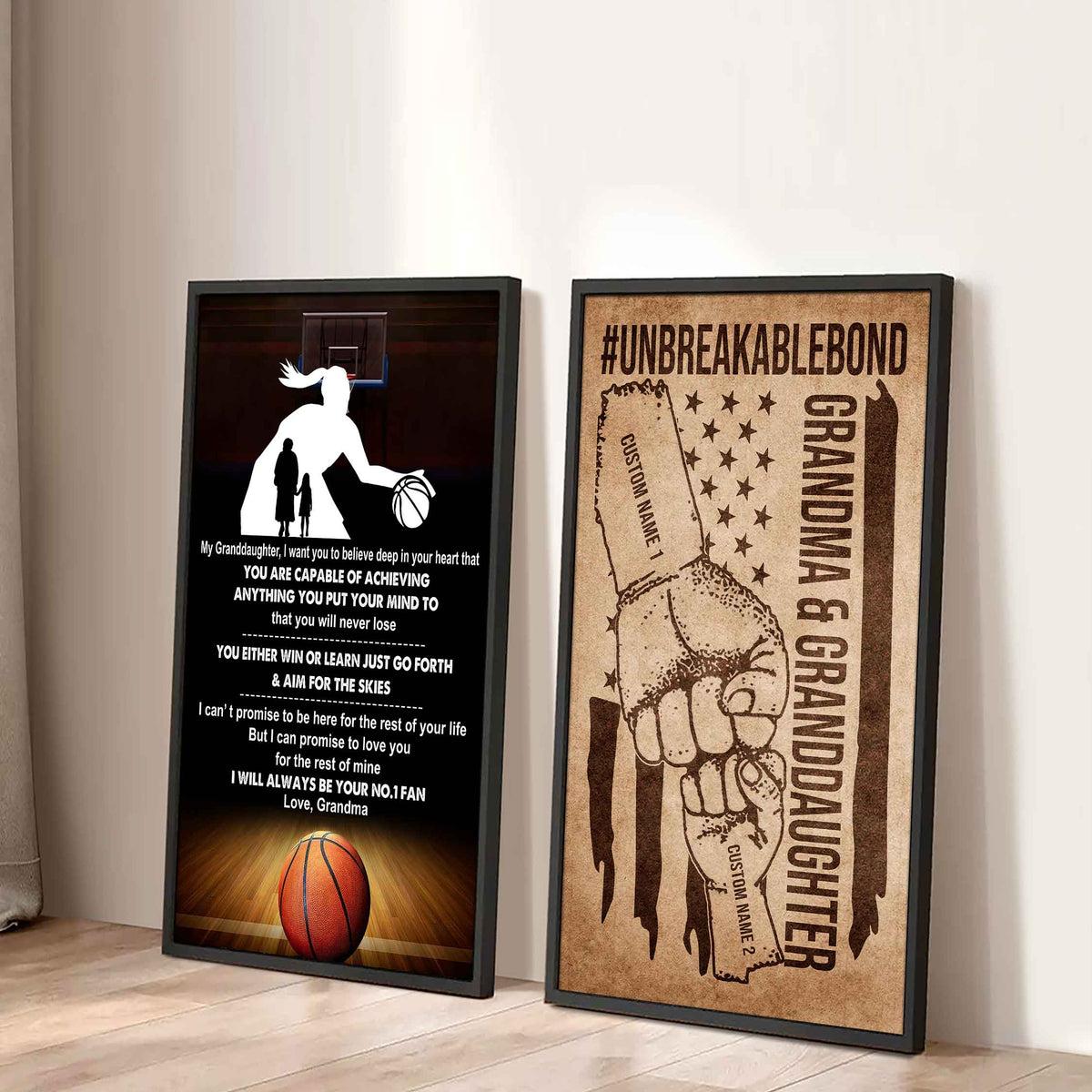 Grandma And Granddaughter UnBreakable Bond - 2 Piece Canvas Wall Art - You Will Never Lose You Either Win Or Learn