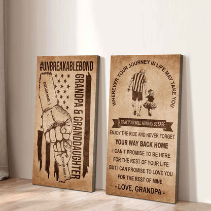 Grandpa And Granddaughter UnBreakable Bond - 2 Piece Canvas Wall Art Black Floating Frame - Never Forget Your Way Back Home