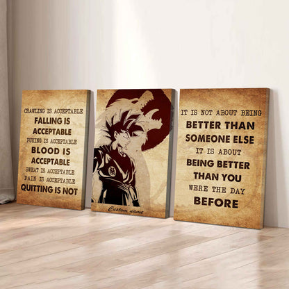 No Quitting – Soldier Warrior Mindset | 3-Piece Motivational Canvas Wall Art