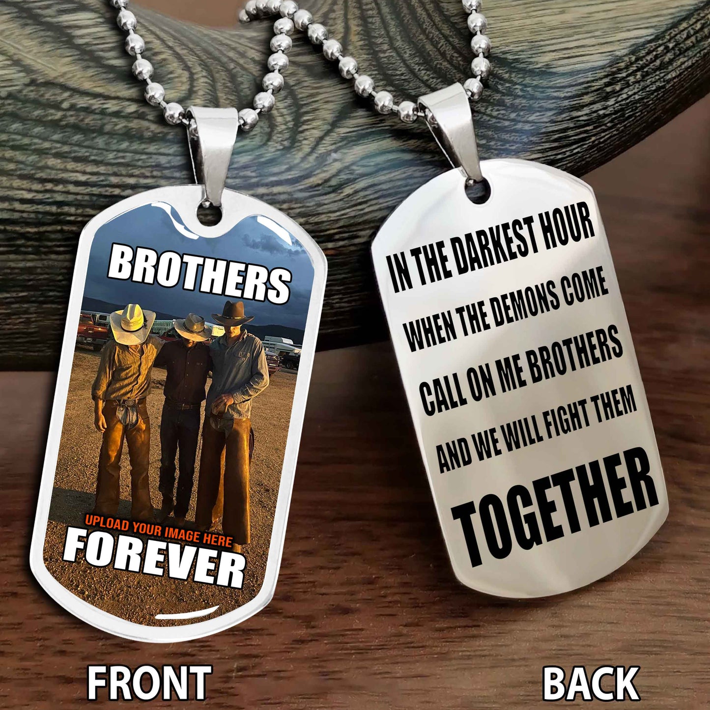 Personalized Double Side Graphic Dog Tag Gift For Your Brother - Brother Forever Team 3