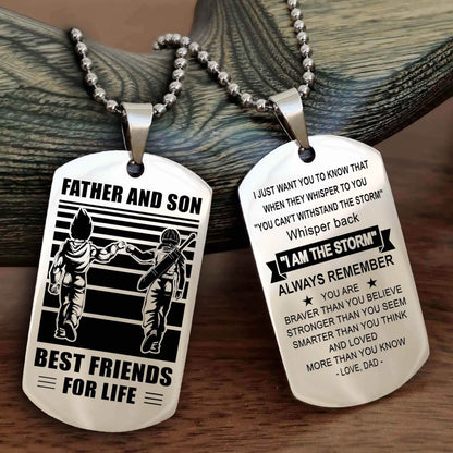 Viking Personalized Double Sided Dog Tag Silver To My Son I Love You - Whisper Back I'm The Storm
