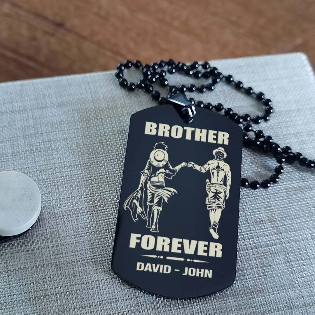 Biker customizable engraved black dog tag double sided gift from brother, brother forever