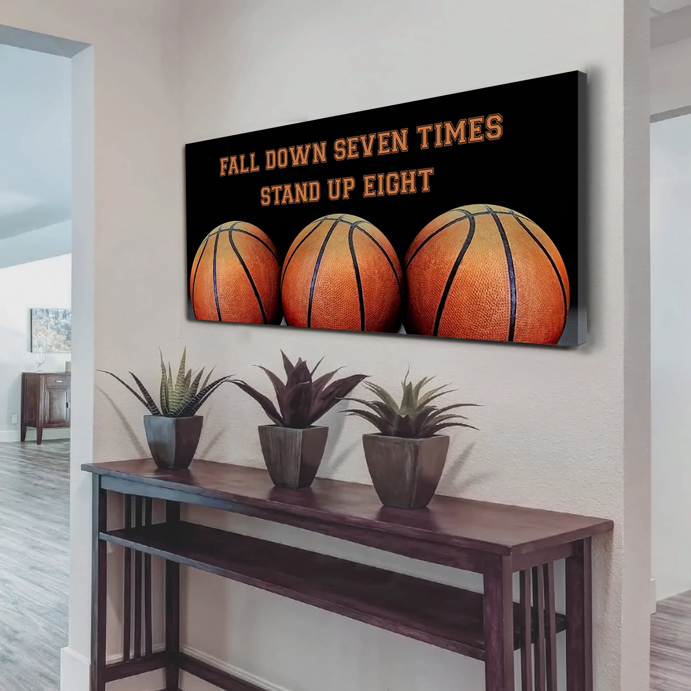 Basketball poster canvas fall down seven times stand up eight