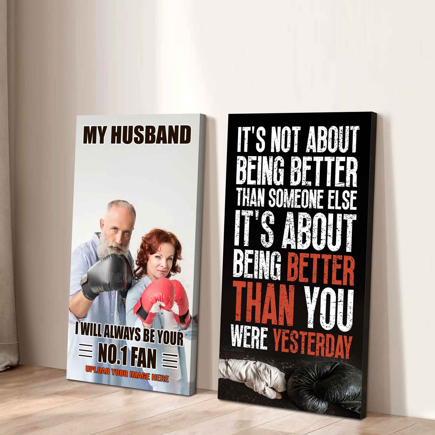 To My Husband Canvas I Am Your No 1 Fan - 2 Piece Canvas Wall Art - It's About Being Better Than You Were Yesterday