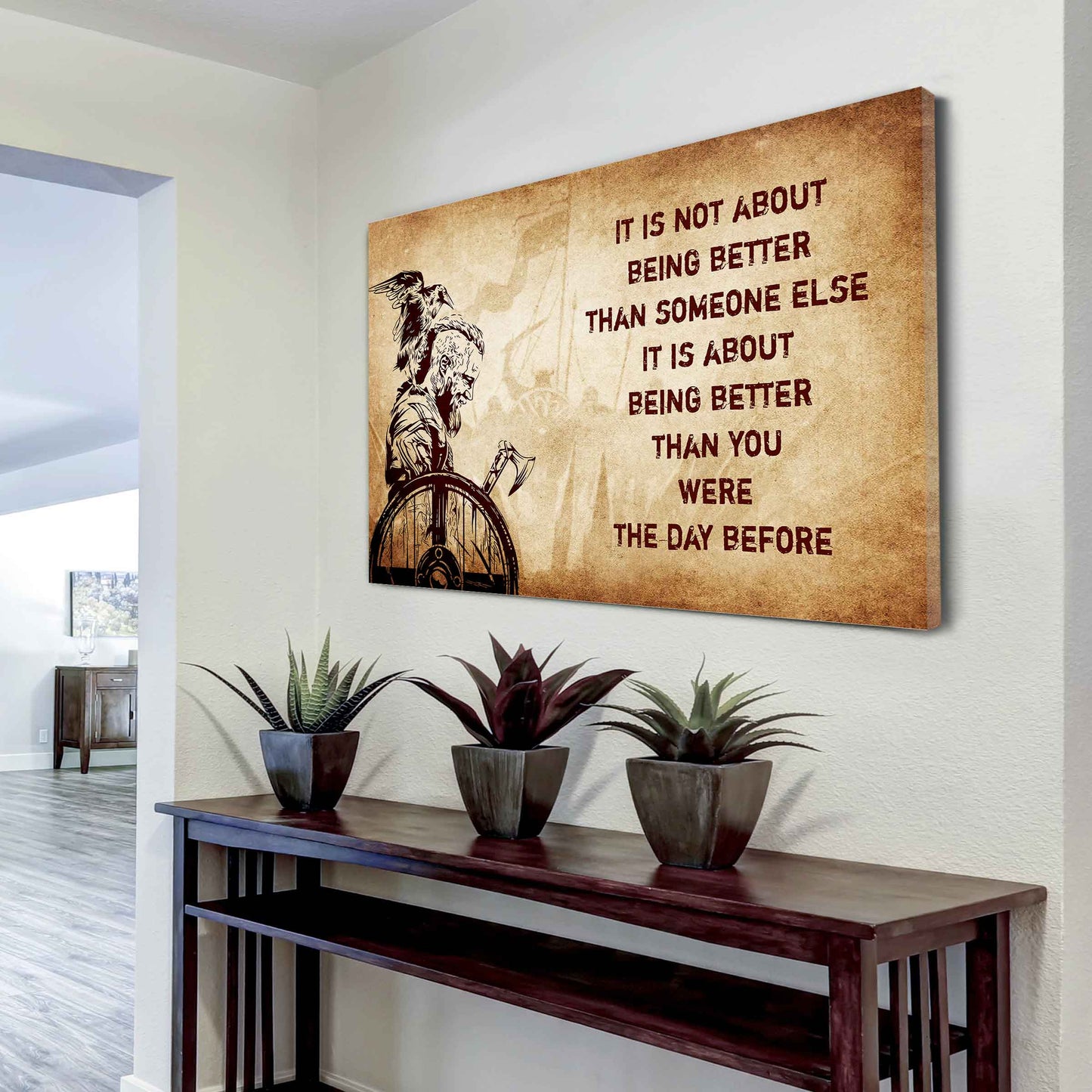 Viking Poster Canvas It's Not About Being Better Than Someone Else Best Gifts Motivation Quotes