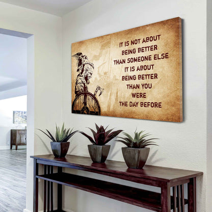 Viking Poster Canvas It's Not About Being Better Than Someone Else Best Gifts Motivation Quotes