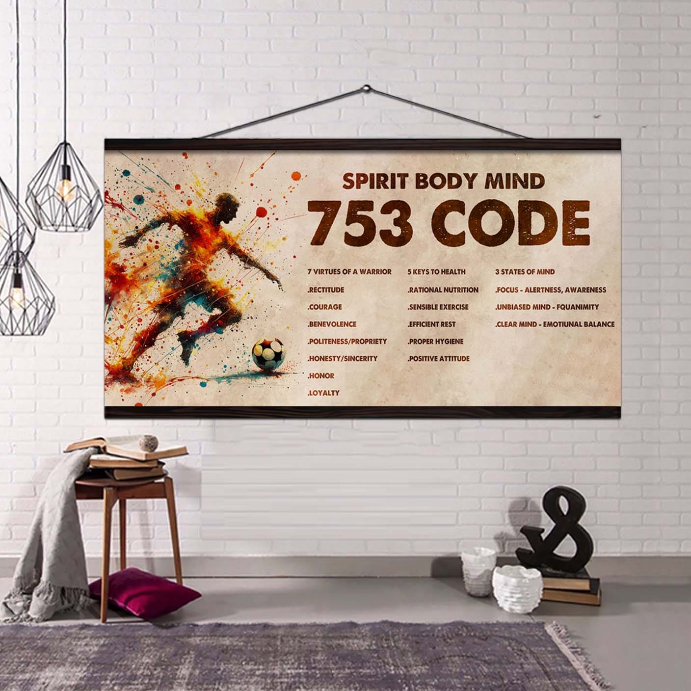 Water Color Tennis Poster Canvas 7 5 3 Code Motivation Quotes