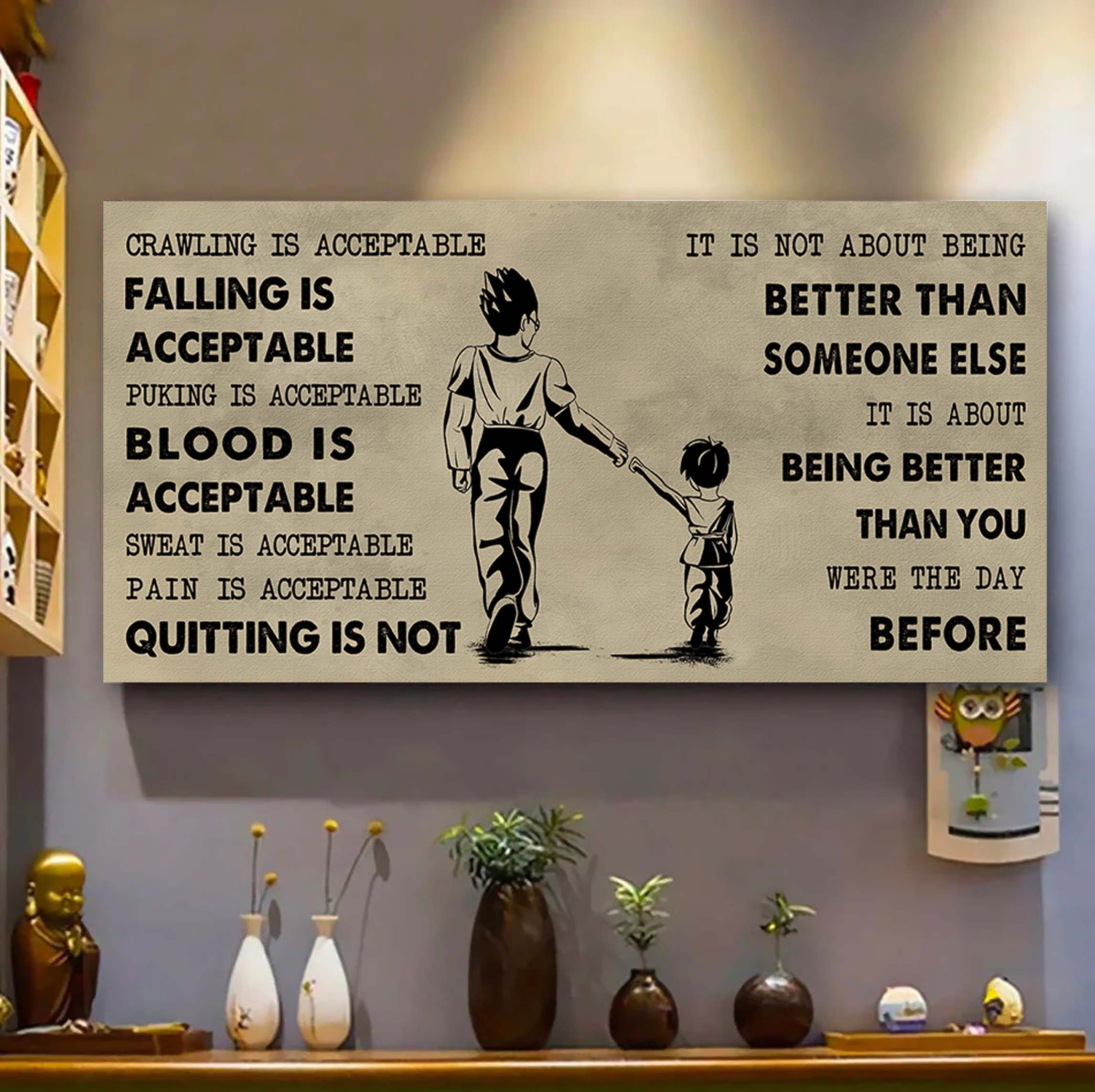 Family Poster Canvas Father And Daughter Quitting Is Not - It Is Not About Being Better Than Someone Else