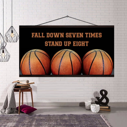Tennis poster canvas fall down seven times stand up eight