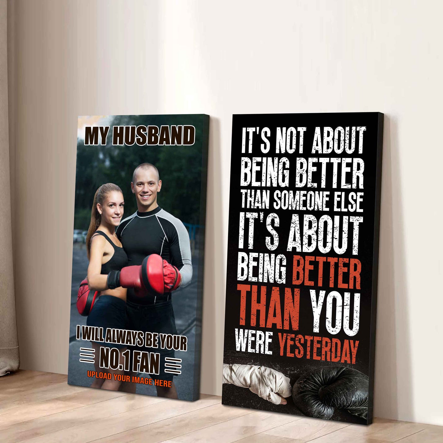 To My Husband Canvas I Am Your No 1 Fan - 2 Piece Canvas Wall Art - It's About Being Better Than You Were Yesterday