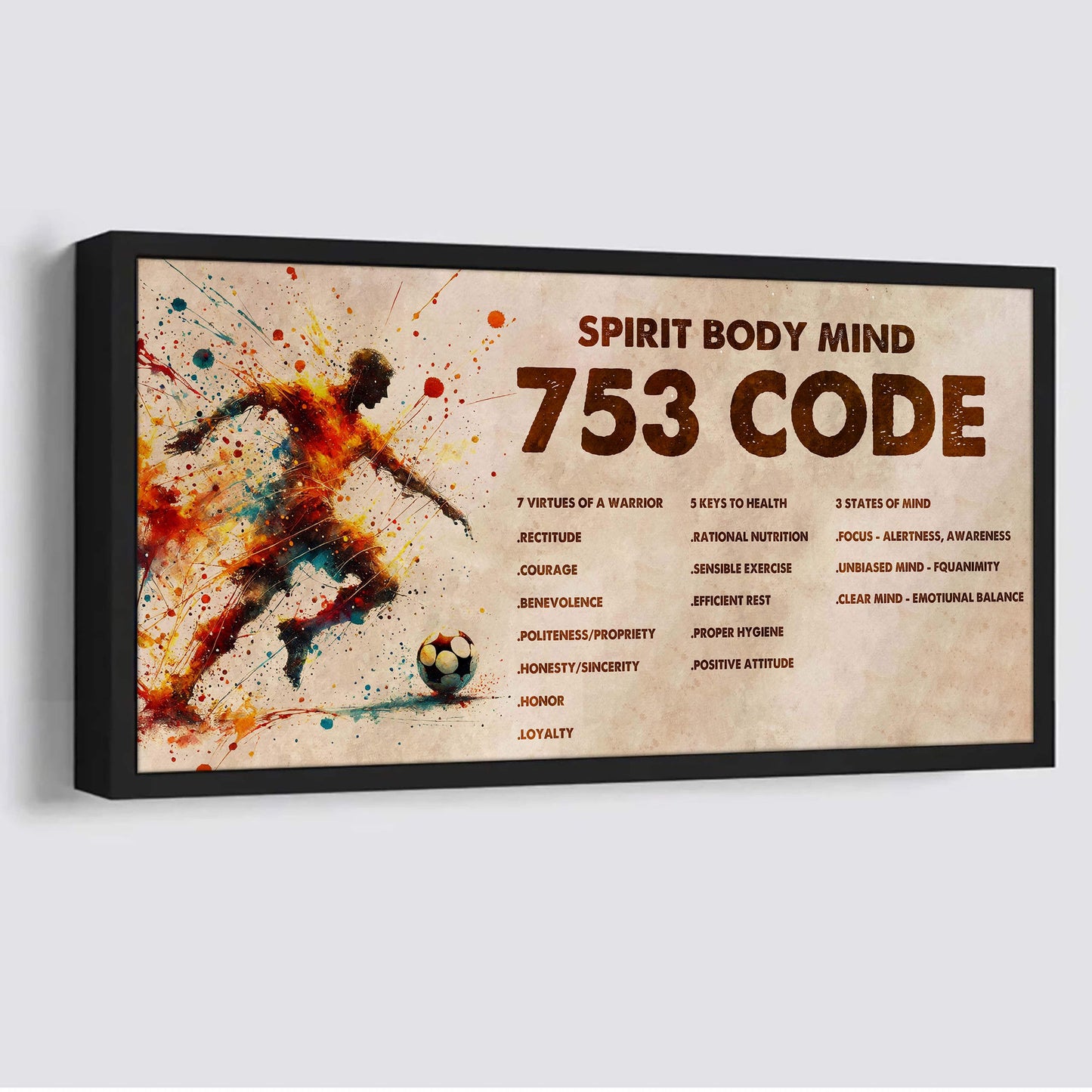 Spartan Poster Canvas 7 5 3 Code Motivation Quotes