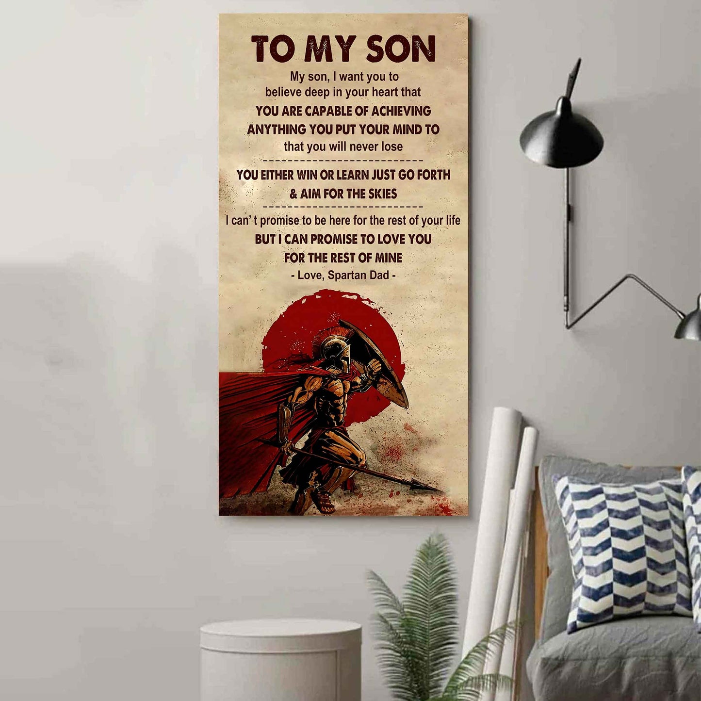 Warrior To My Son You Will Never Lose You Either Win Or Learn Poster Canvas Motivation Canvas Gift For Your Son