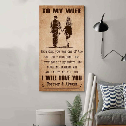 Family Poster Canvas To My Wife Marrying You Was One Of The Best Decisions - I Will Love You Forever And Always Gift For Your Wife