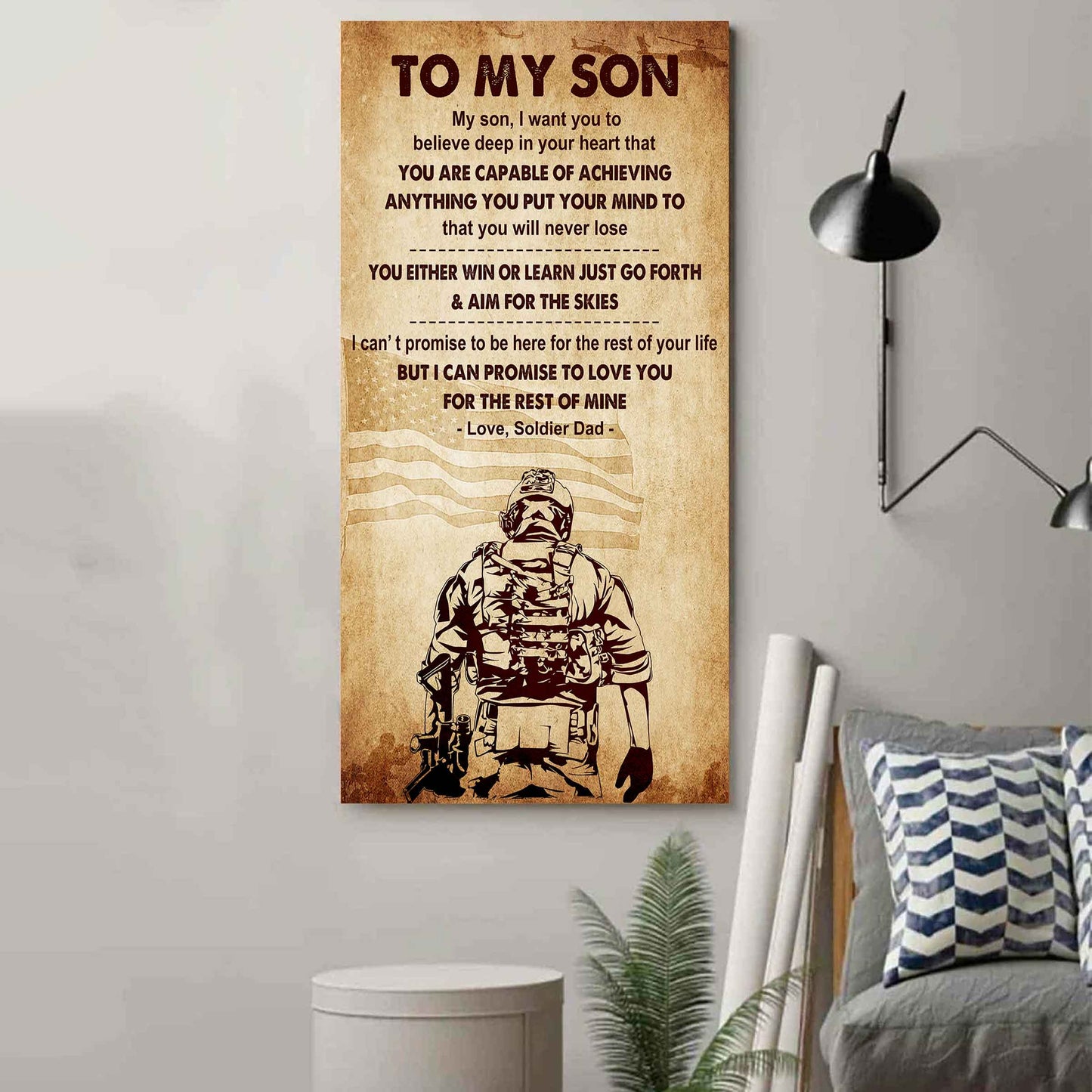 Warrior To My Son You Will Never Lose You Either Win Or Learn Poster Canvas Motivation Canvas Gift For Your Son