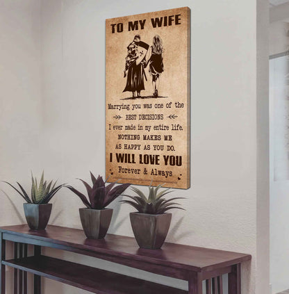 Family Poster Canvas To My Wife Marrying You Was One Of The Best Decisions - I Will Love You Forever And Always Gift For Your Wife