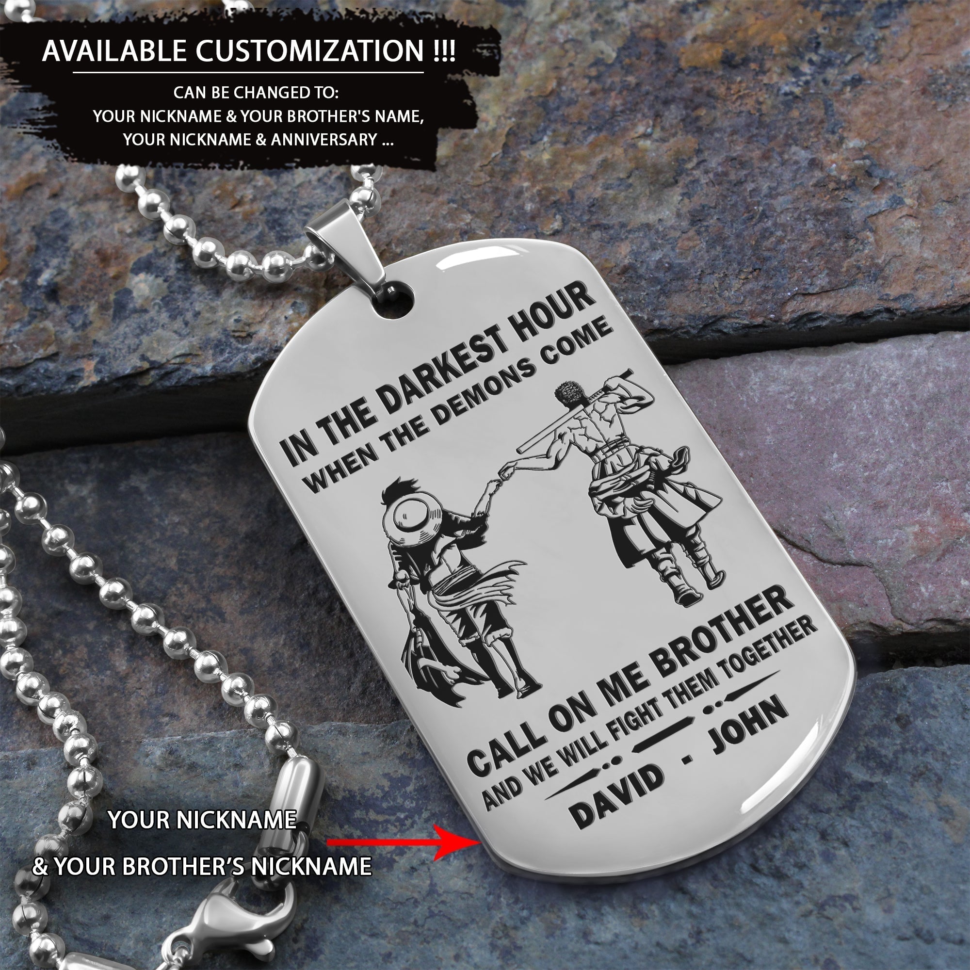 Personalized One Sided Dog Tag Call On Me Brother And We Will Fight Them Together