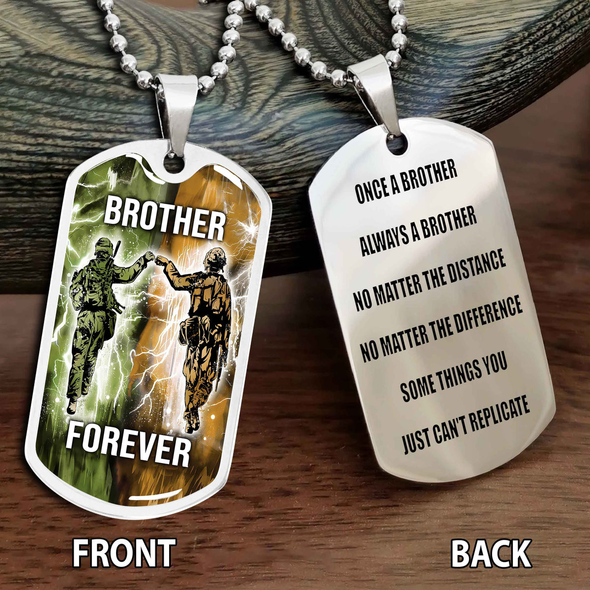 Personalized Double Side Graphic Dog Tag Gift For Brother Once A Soldier Always A Soldier