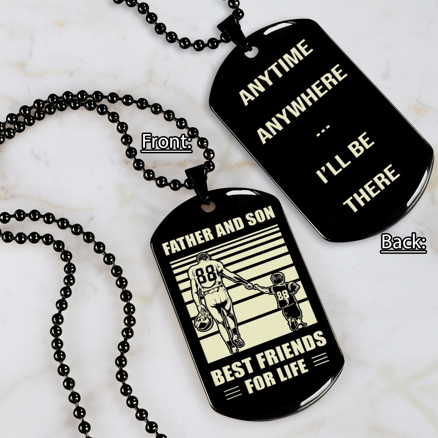 Family Personalized Double Sided Dog Tag Father And Son Best Friends For Life - Message on the back side