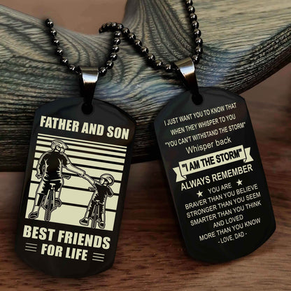 Viking Personalized Double Sided Dog Tag Silver To My Son I Love You - Whisper Back I'm The Storm