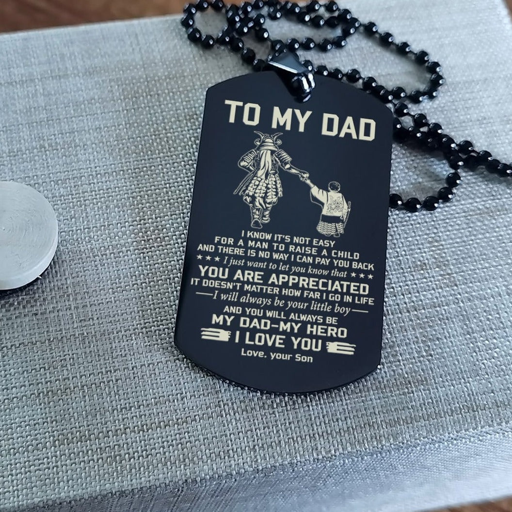 To My Dad One Side Engrave Dog Tag Gift For Your Dad Your Father