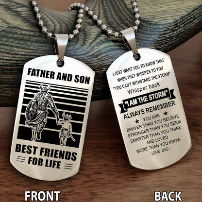 Viking-Personalized Double Sided Dog Tag Father And Son Best Friends For Life - Message on the back side