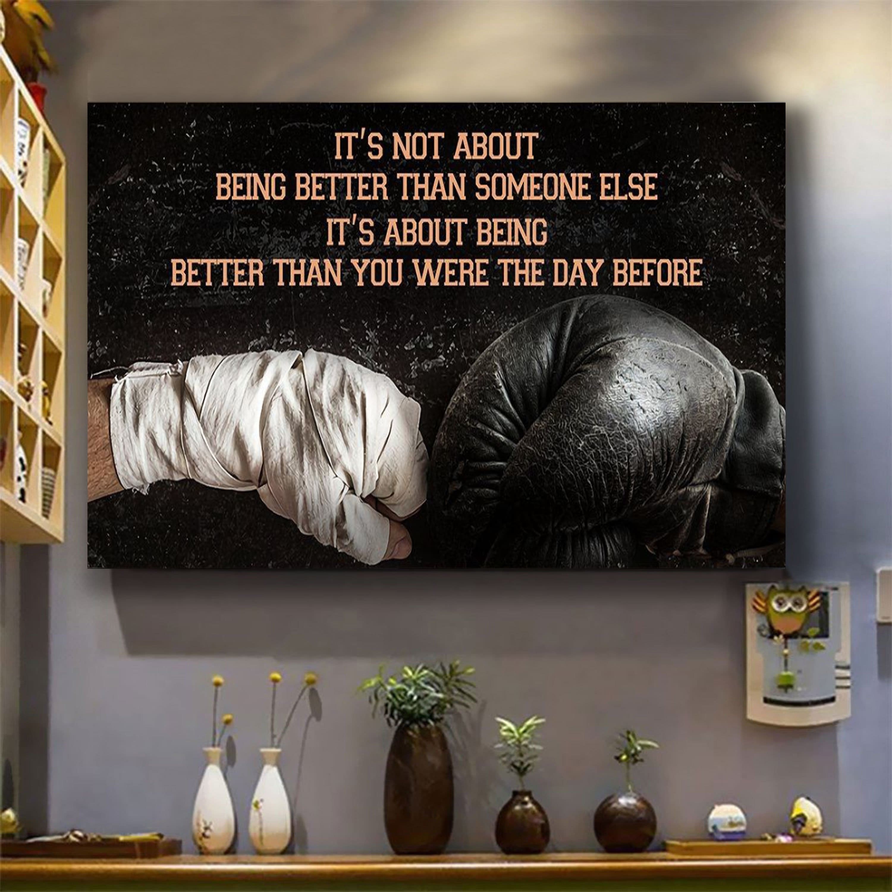 Fitness customizable poster canvas - It is not about better than someone else, It is about being better than you were the day before