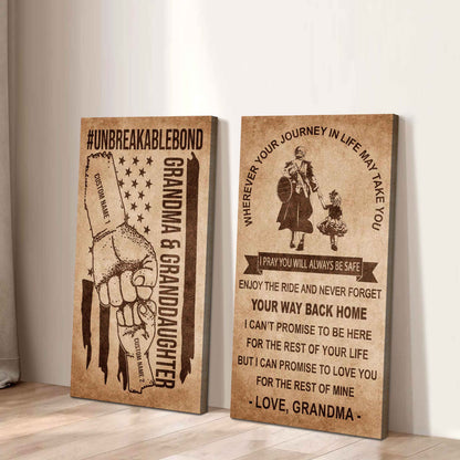 Grandma And Granddaughter UnBreakable Bond - 2 Piece Canvas Wall Art Black Floating Frame - Never Forget Your Way Back Home