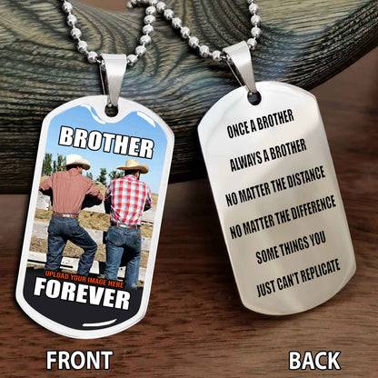 Personalized Double Side Graphic Dog Tag Gift For Your Brother - Brother Forever Team 2