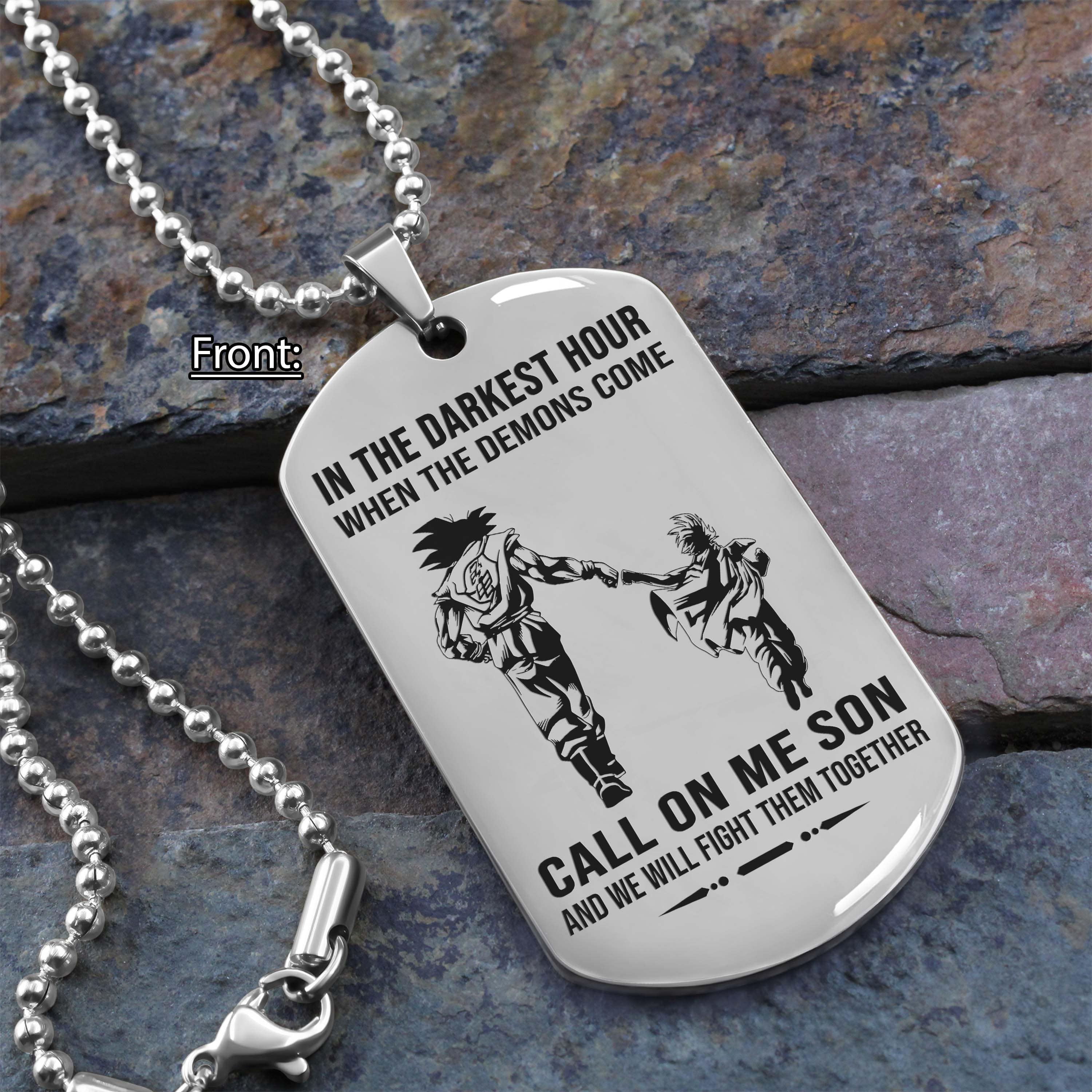 Samurai Personalized One Sided Dog Tag Call On Me Son And We Will Fight Them Together Gifts For Your Son From Dad