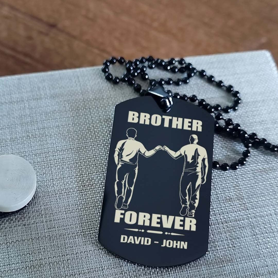 Ver3 Vikings customizable engraved black dog tag double sided gift from brother, brother forever