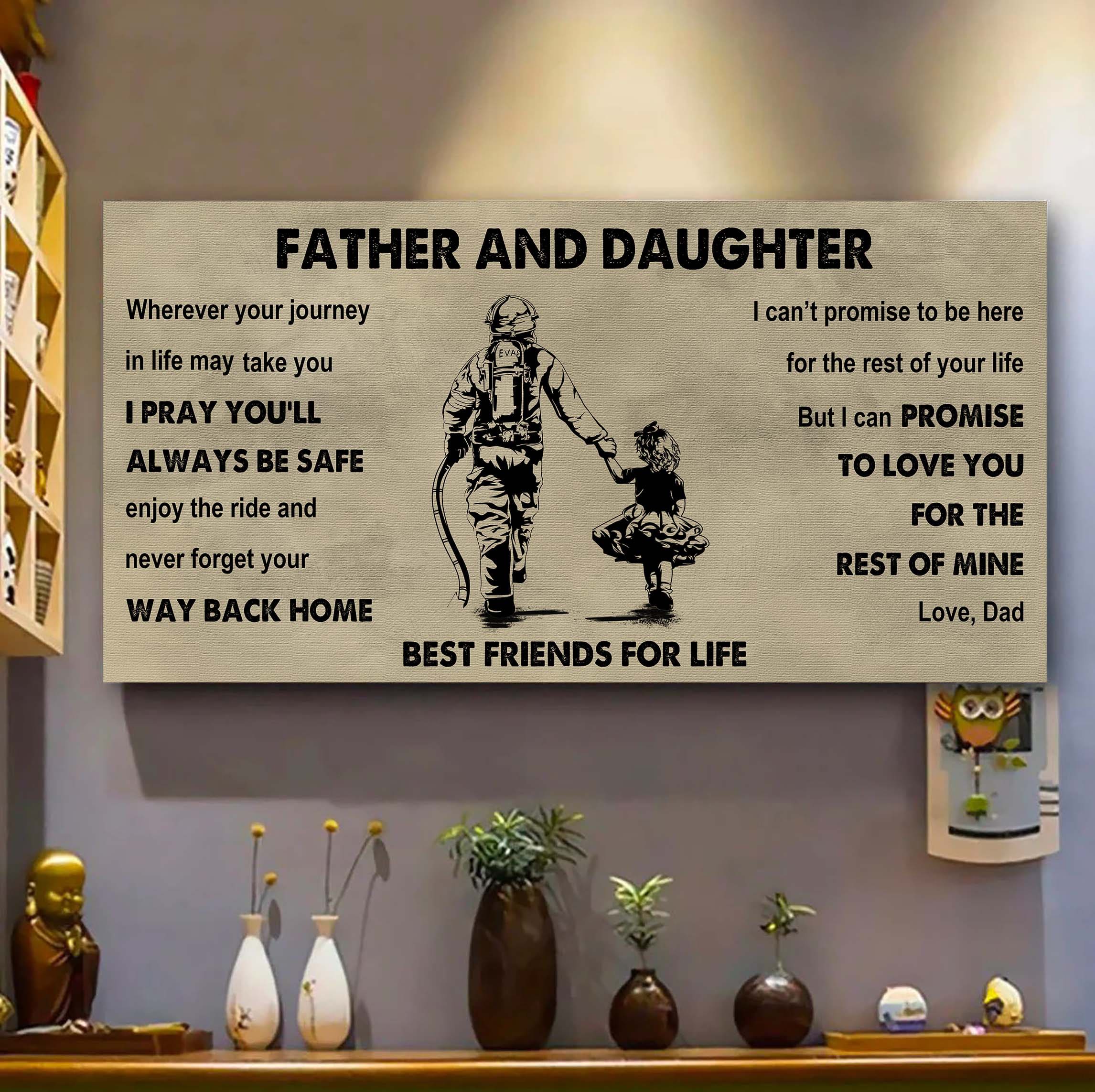 Biker Father And Daughter Best Friends For Life - Ver 2 Never Forget Your Way Back Home Poster Canvas Gift For Daughter From Father