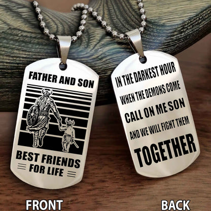 Viking Personalized Double Sided Dog Tag Call On Me Son And We Will Fight Them Together Gifts For Your Son From Dad
