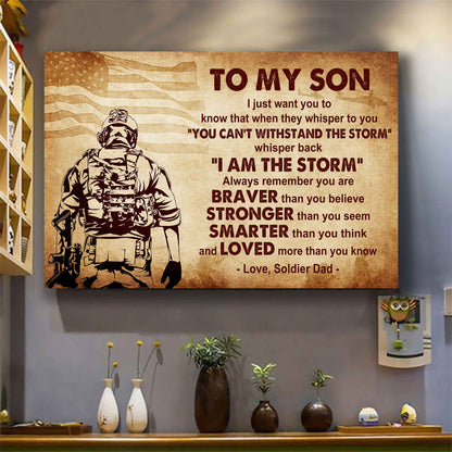 New Version Warrior Poster Canvas Whisper Back I'm The Storm From Dad To Son Gift For Your Son